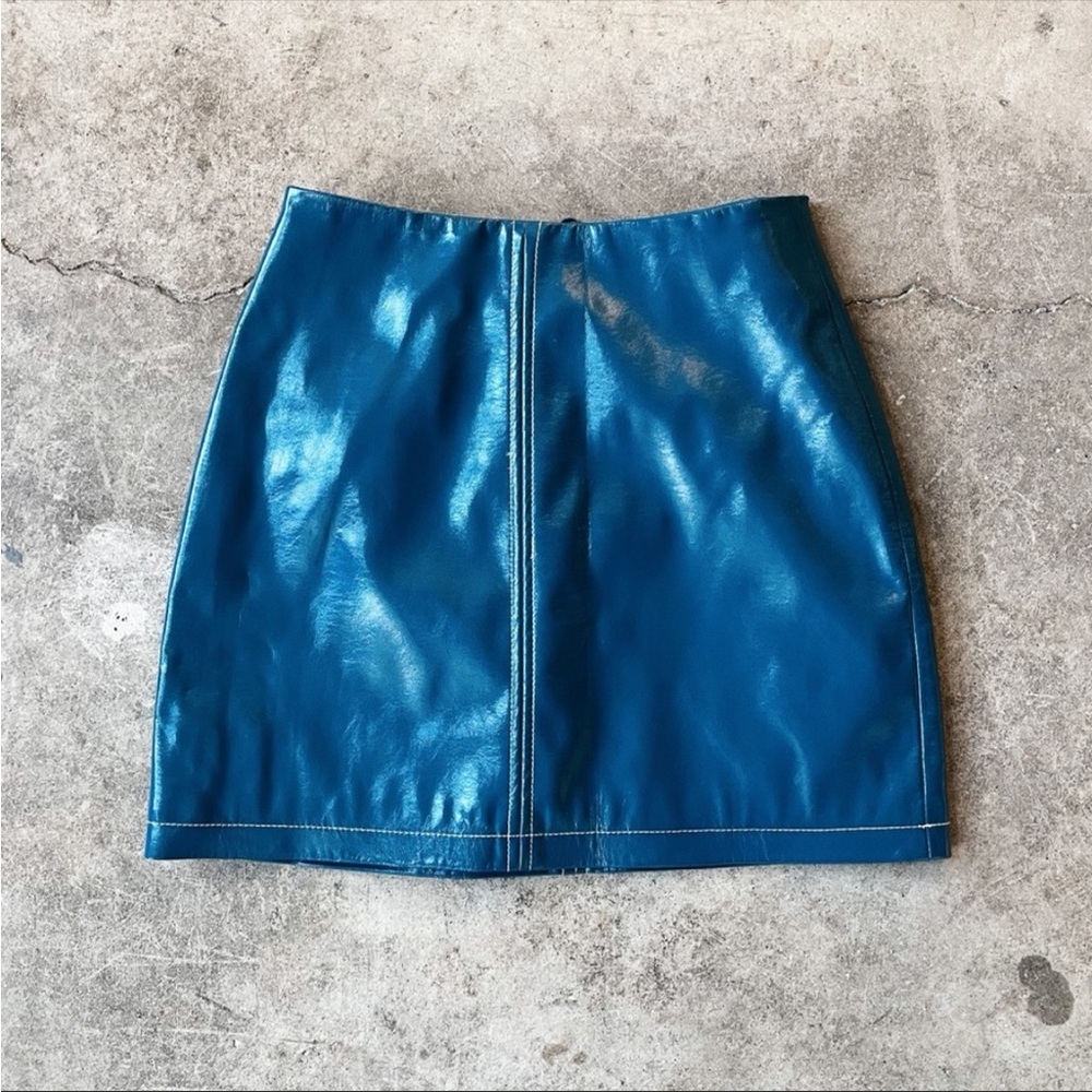UO blue pleather mini skirt